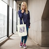 Vista 6 de Bolsa de lona reutilizable con cremallera y asas, bolsillo grueso, para compras, compras, playa, regalo