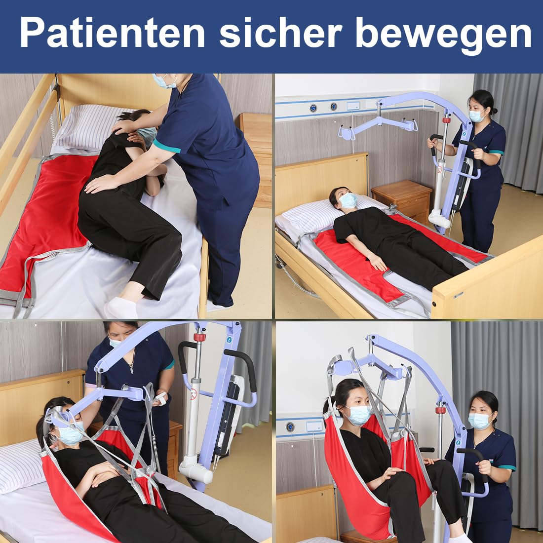 EZ Assistive Patientenlifter Hebegurt mit geteiltem Bein – U-Schlinge für Toilettengang & Transfer, waschbare Transferschlinge für Pflegebedürftige, Belastbarkeit 227 kg (500 lbs) in 3 Größen (S/M/L)