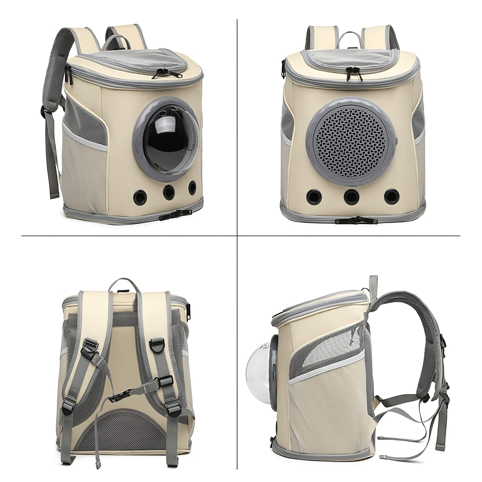 Galatée Mochila para Gatos, Mochila para Mascotas con Cápsula Espacial Ventilada, Mochila para Perros con Diseño Ventilado, Mochila Plegable Portátil para Mascotas(Caqui)