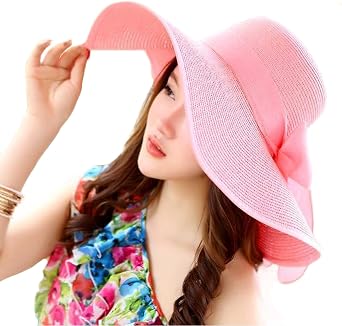 FSIGOM Womens Folable Floppy Hat,Wide Brim Sun Protection Straw Hat, Summer UV Protection Beach Cap