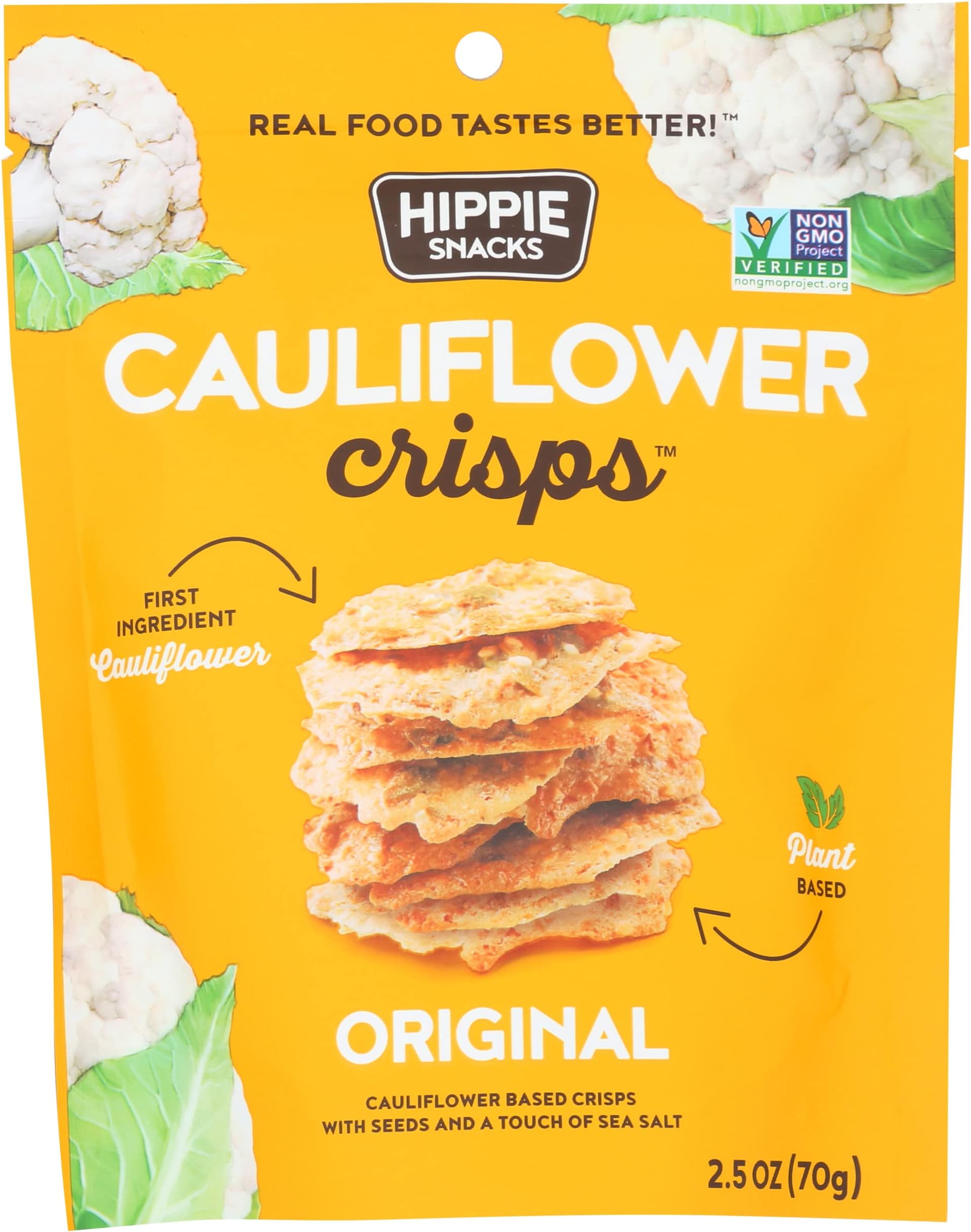 Original Flavor Cauliflower Crisps, Plant Based, Non GMO, 2.5 Ounce (Pack of 8)
