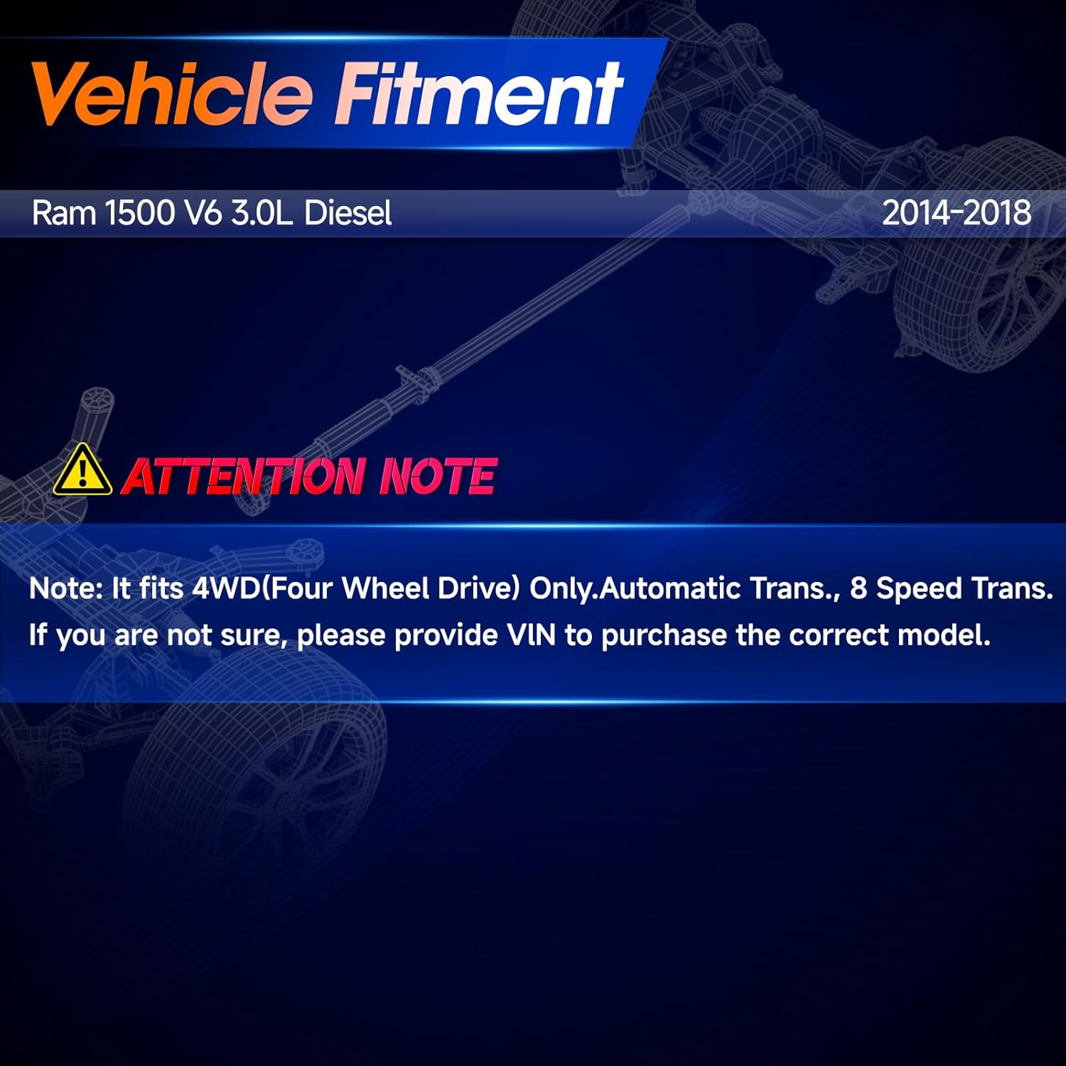52123839AA Front Drive Shaft Prop Shaft Driveshaft Assembly [Automatic Transmission] Fit for Ram 1500 2014 2015 2016 2017 2018, 4WD, 8 Speed Transmission, Replace# 938-282