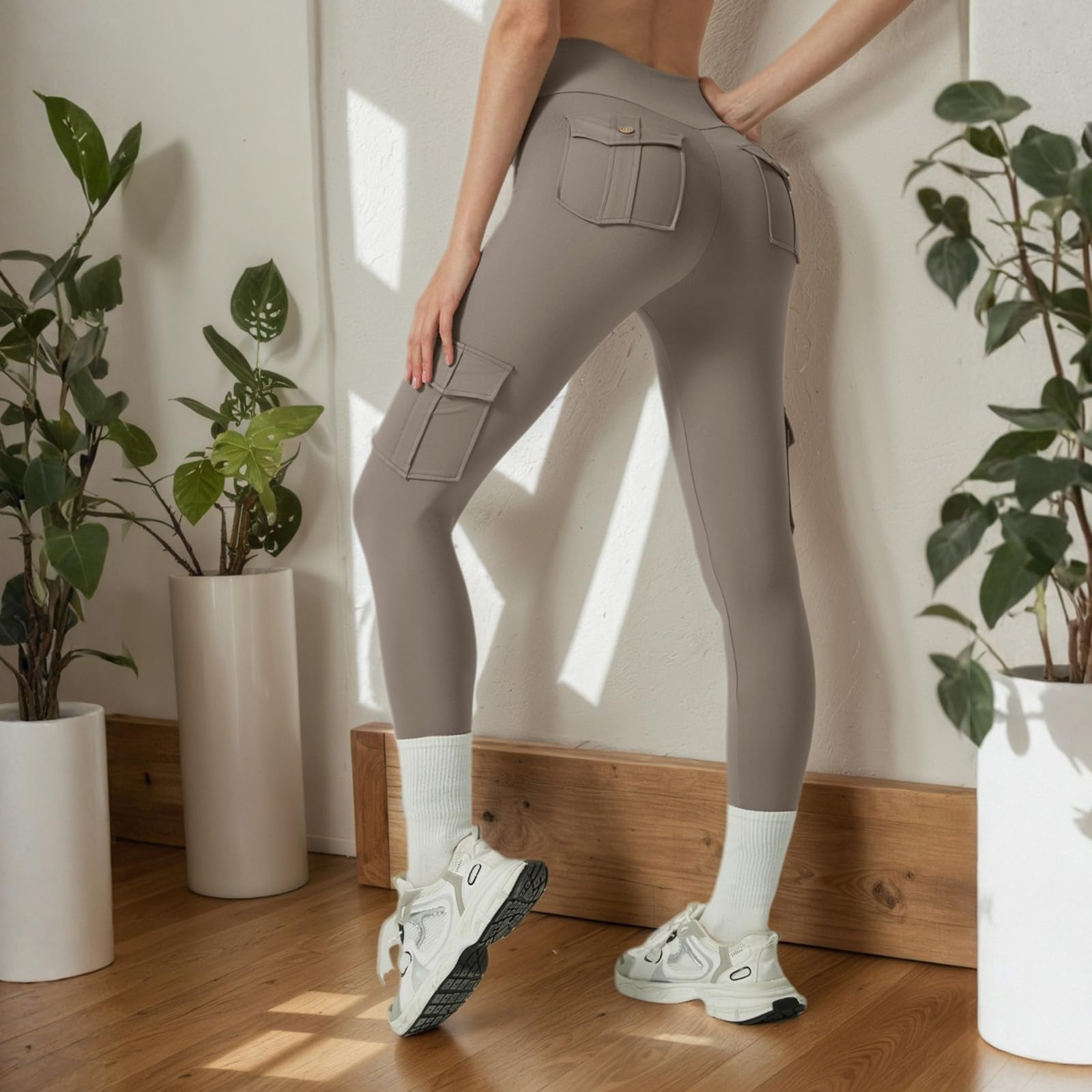 Women's High-Waisted Yoga Pants Cargo Leggings with Pockets Workout Cargo Leggings Compression Gym Pants