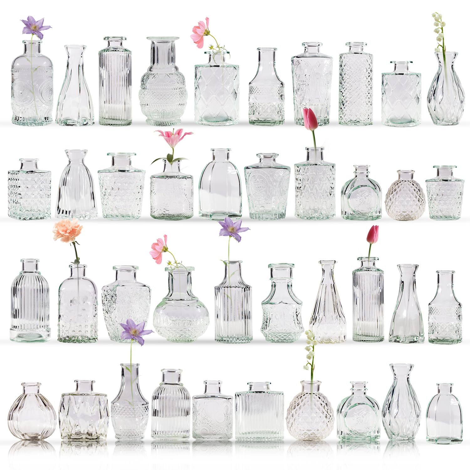 Photo 1 of Yabool 40 Pcs Bud Vase Set, Vases for Centerpieces, Cute Glass Bud Vases in Bulk, Small Vases for Flowers, Clear Vase Set for Wedding Decorations, Home Table Flower Décor