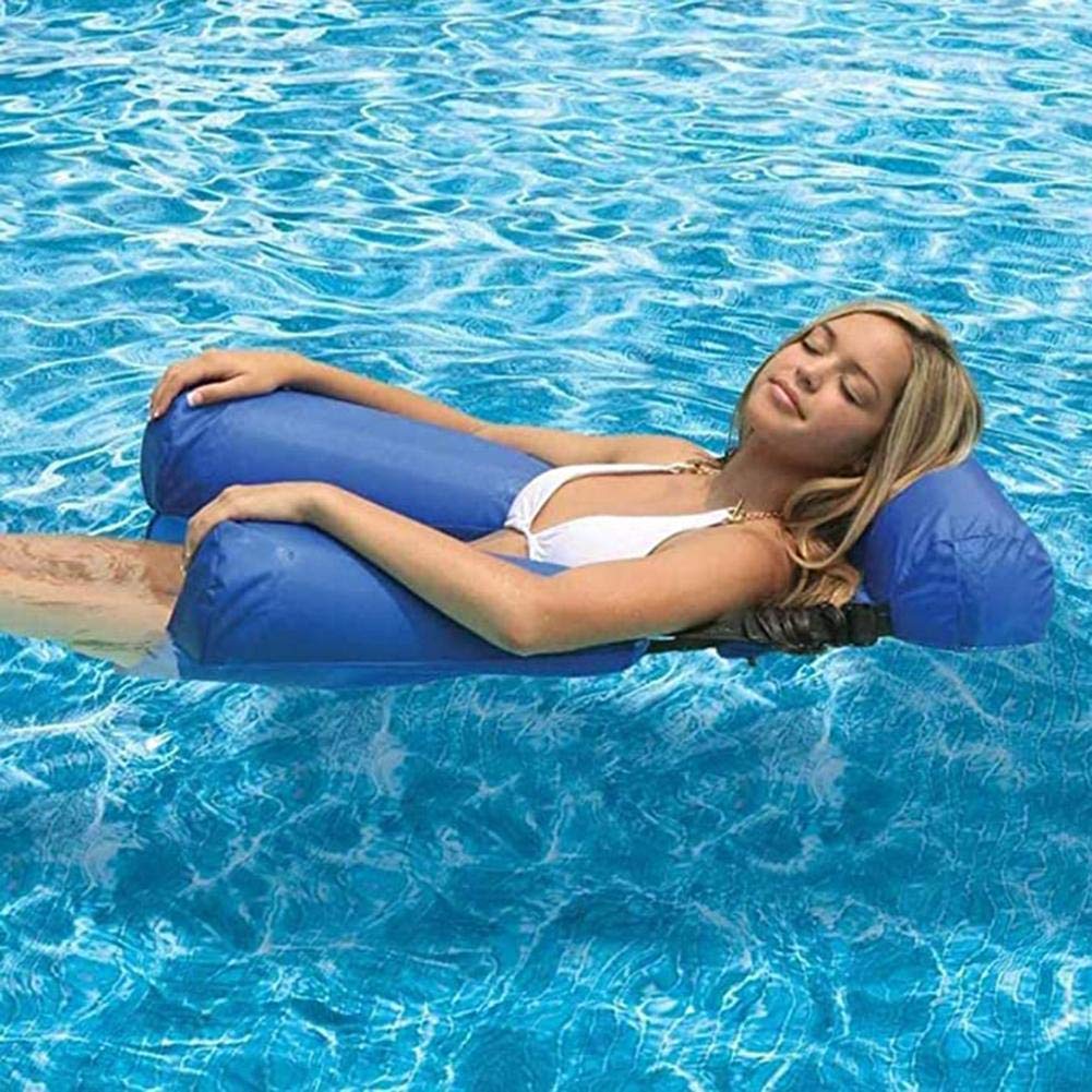 IEEILULU Bouée Piscine Adulte, Matelas Piscine Gonflable Avec Ajustable Auvent, Fauteuil Gonflable Piscine Avec Porte-Gobelet Et Dossier, Solaire Hamac à Eau Pour Les Fêtes D'été