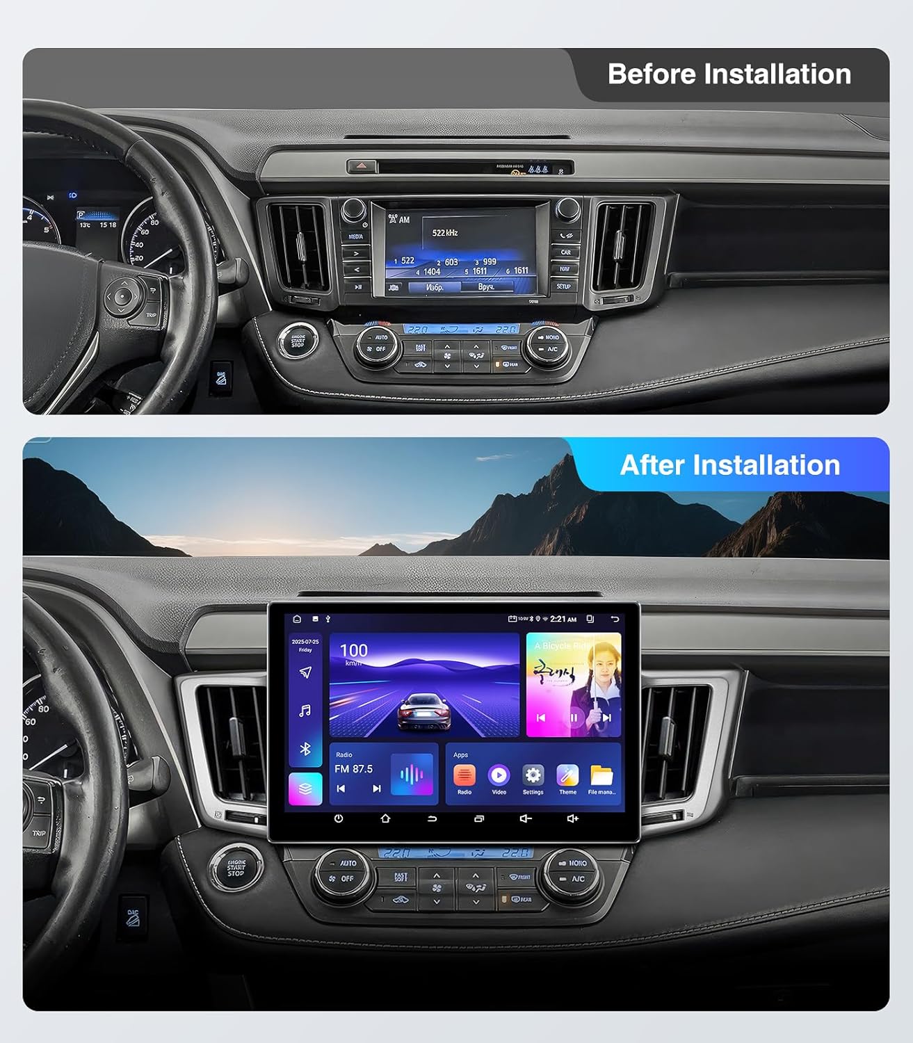 11.5" Car Radio Stereo for 2013-2018 Toyota RAV4 Upgrade,Touchscreen Replacement Wireless Carplay Android Auto 5G WiFi MirrorLink GPS Navigation SWC FM AM Reverse Camera (4G+64G)