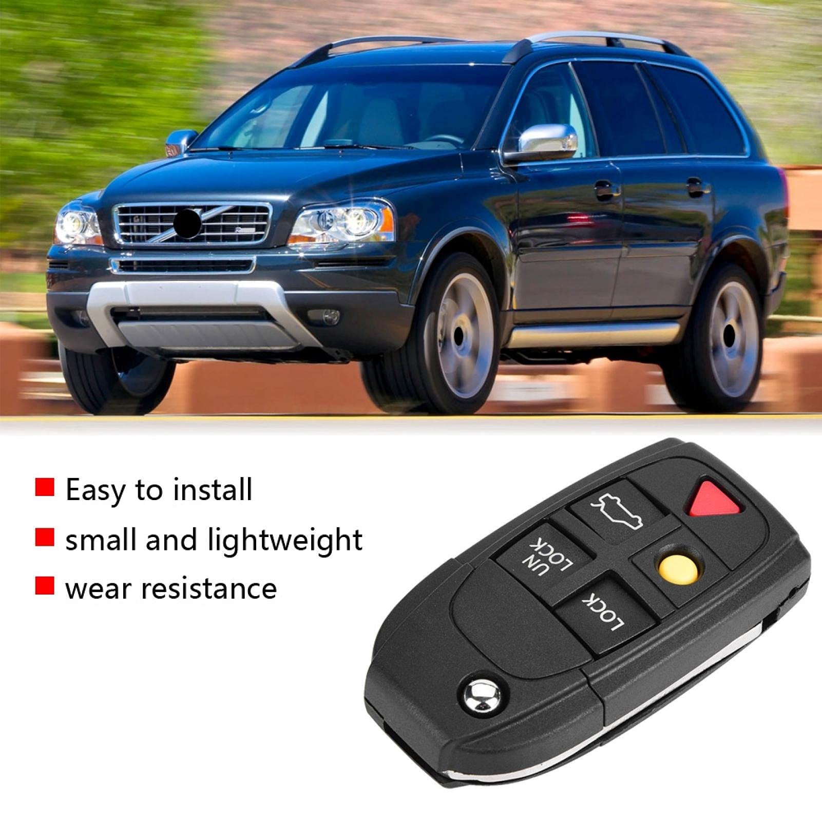 Vervangende 5-knops Afstandsbedieningsbehuizing Voor Volvo S60, S80, V70, XC70, XC90 – Zwarte Flip Case