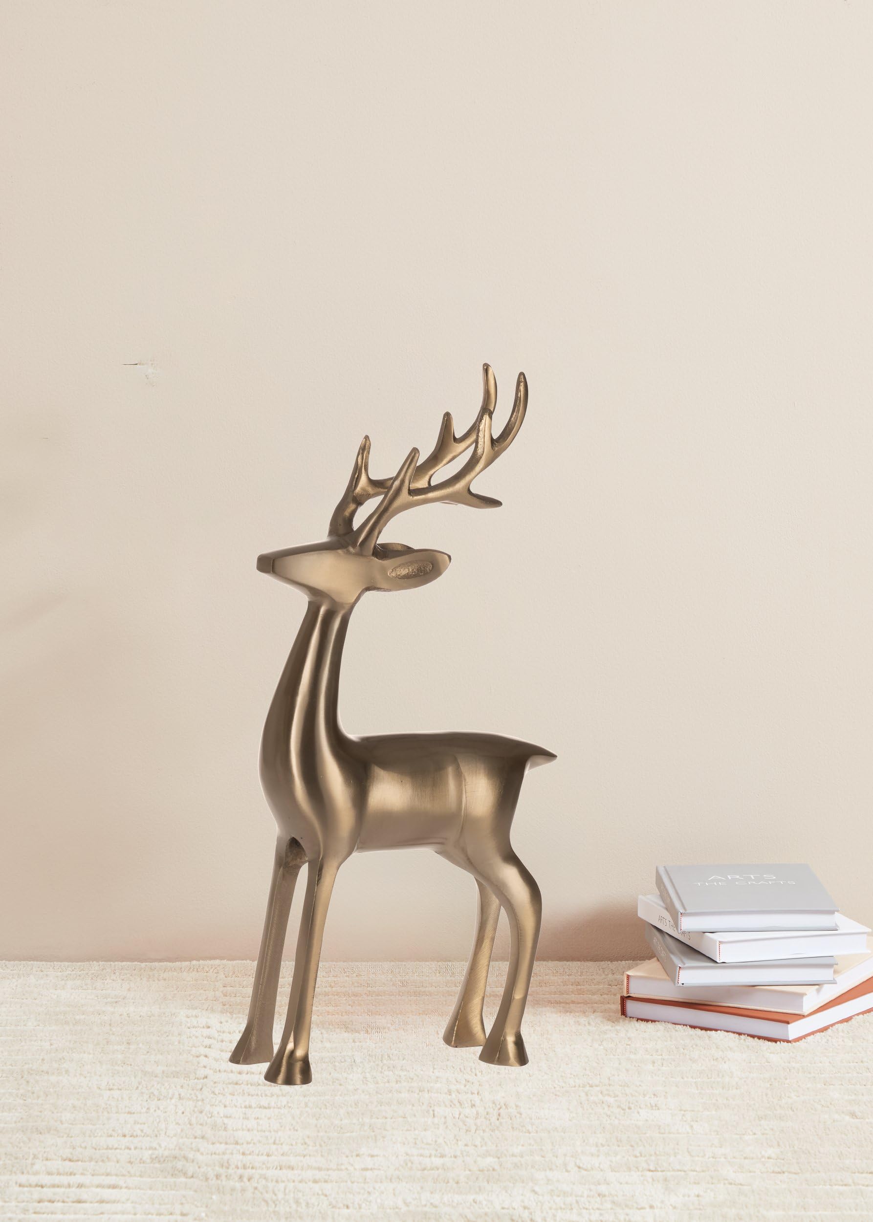 EGLO LIVING Deko Rentier Baligian, Weihnachtsdeko elegant | Tischdeko Weihnachten Wohnzimmer, Weihnachtsfigur Hirsch Reh, Metall in Gold, H 35 cm