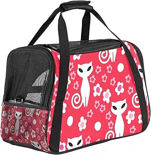 Transportador de mascotas con flores de color blanco, con lados suaves para mascotas, para gatos, perros, cachorro, cómodo, portátil, plegable, bolsa para mascotas, aprobada por aerolíneas