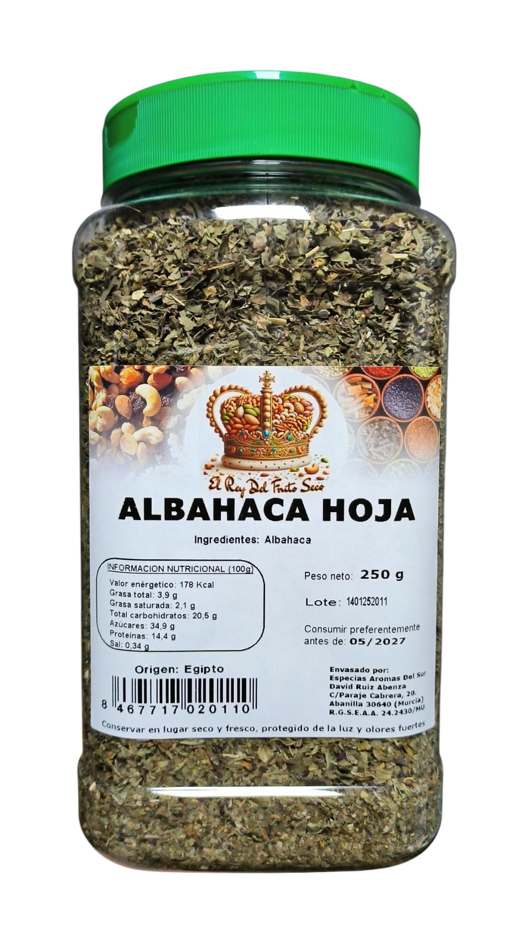 Albahaca 250 gr El Rey del Fruto Seco Hierba Aromática Natural Rica en Antioxidantes