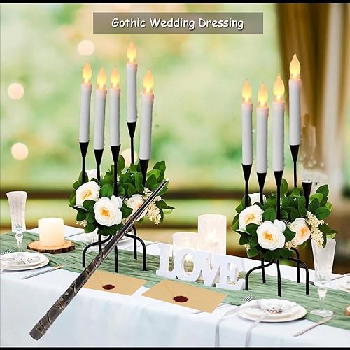 Miniatura 4 de 12 velas flotantes sin llama parpadeantes con varita mágica, 10 sobres, velas LED colgantes con cuerda para decoración de fiesta temática de