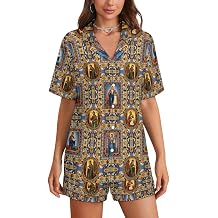 Supdreamc Women Ladies Button Down Pajama Set, Adult T-Shirt and Trousers Separate