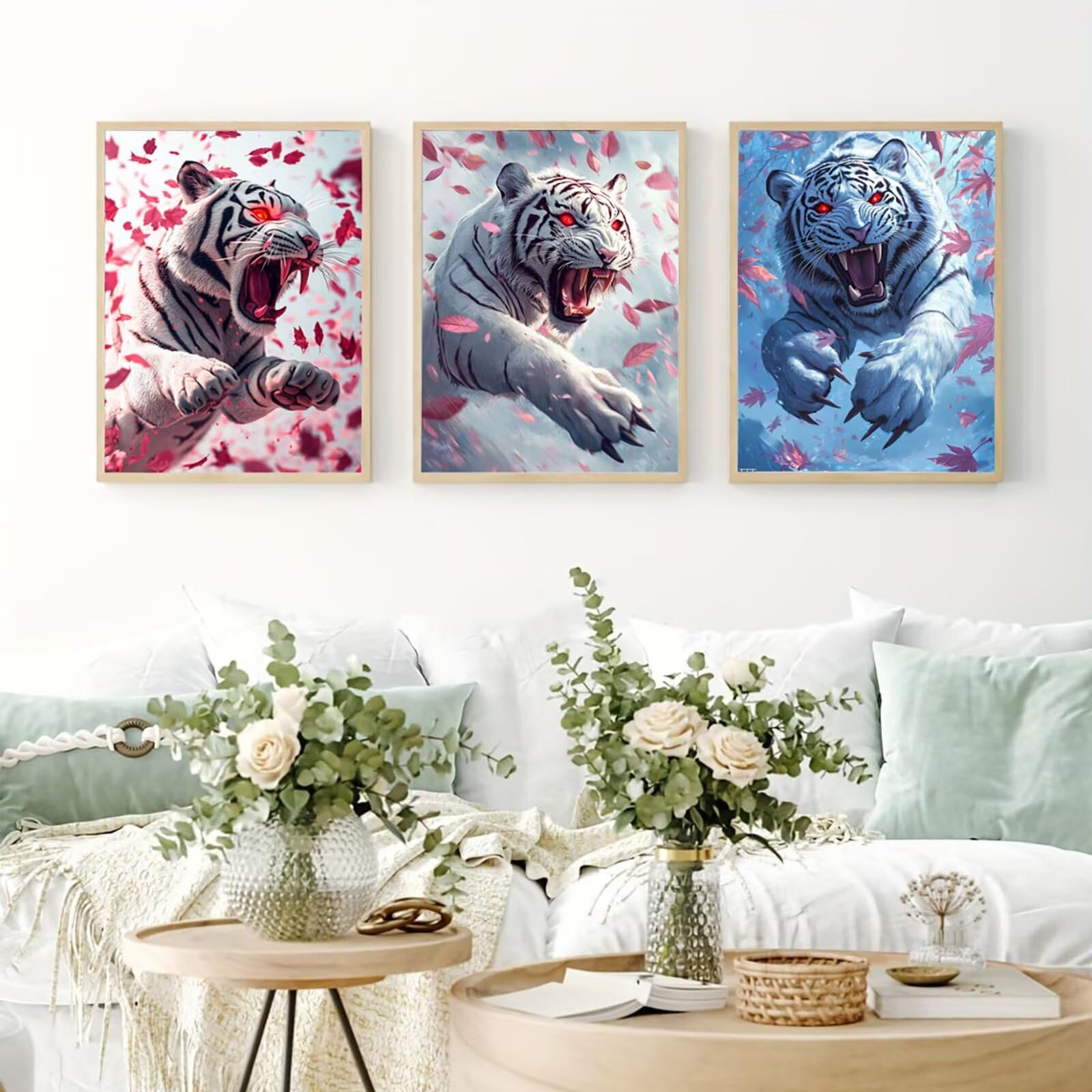 Cnyaunfi 3 Pezzi Animali Pittura Diamante Fai-Da-Te 5D Blu Diamond Painting Kit Completo per Hobby Creativi Adulti, Pittura Diamante Artigianale Per La Decorazione Della Parete Di Casa 60x80cm YF-3369