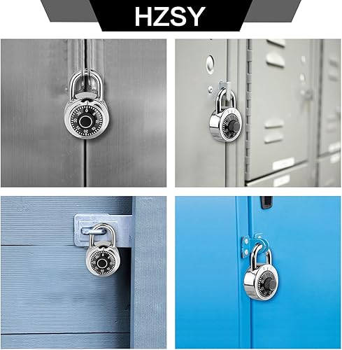 Miniatura 6 de Candado de combinación de 12 unidades, candado de combinación de esfera fija con diferentes combinaciones, 2 pulgadas de ancho. Placa giratoria