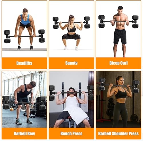 Miniatura 7 de Convertidor de mancuernas a barra, mancuernas transformables en barra de barra, barra de levantamiento de pesas de fácil agarre e instalación, ideal