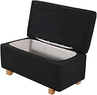 Vista 12 de CAMZ Funda otomana de almacenamiento elástica de 2 piezas, funda otomana rectangular con tapa de almacenamiento, funda para reposapiés, banco, Beige