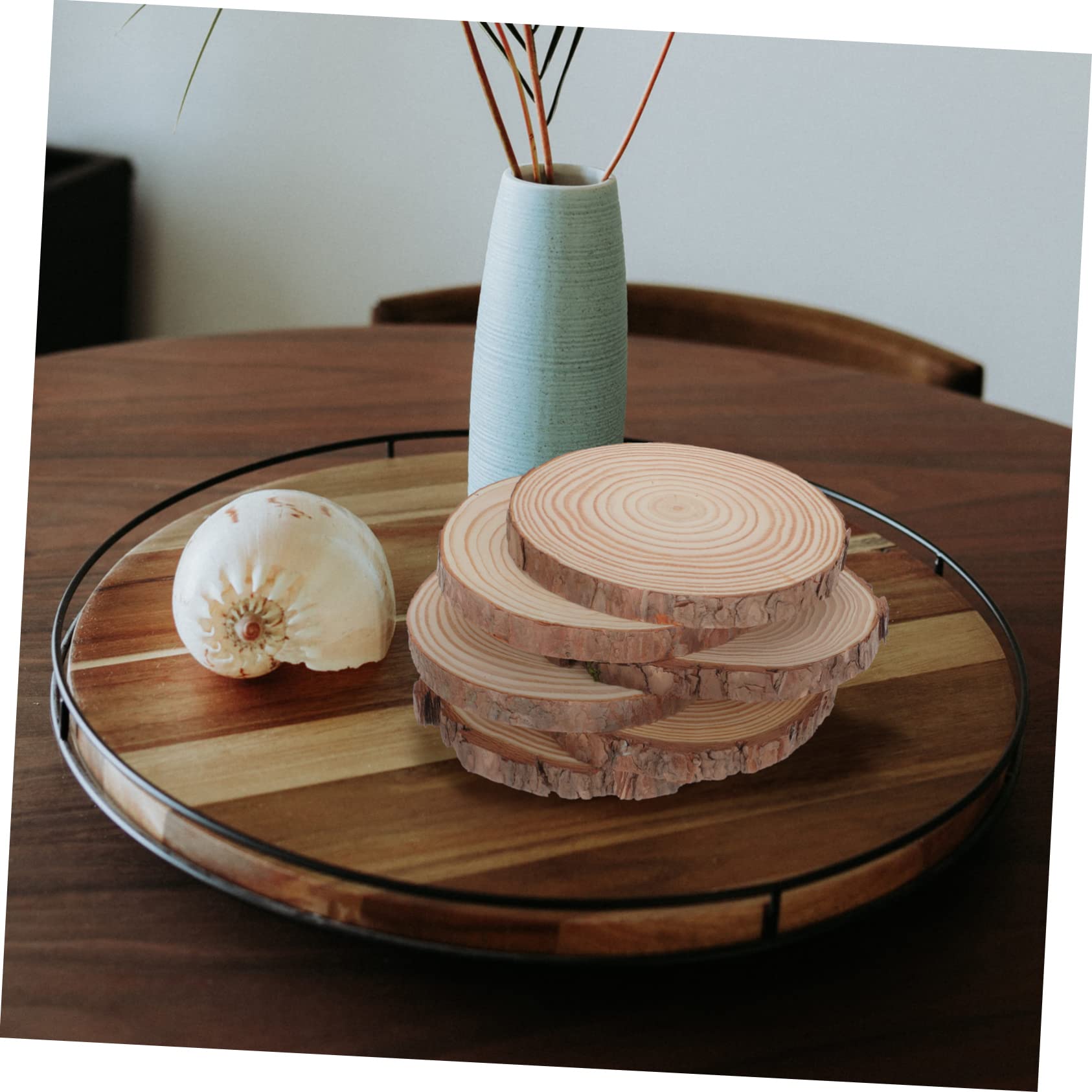 Angoily 6 Piezas de Rodajas de Madera Redondas sin Terminar de 6 de Redonda Posavasos para Pintar para Natural Manualidades y Bricolaje