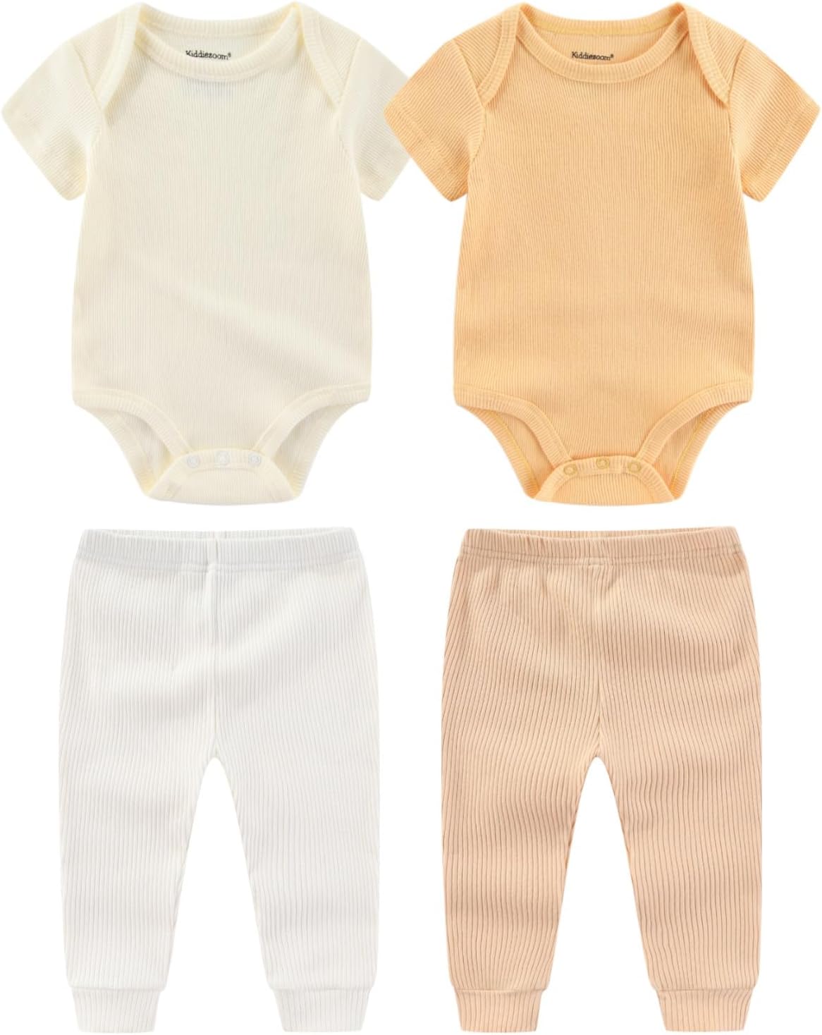 Newborn Baby Layette Set 4-Piece with Bodysuits and Pants Set for Unisex Baby Gift Sets