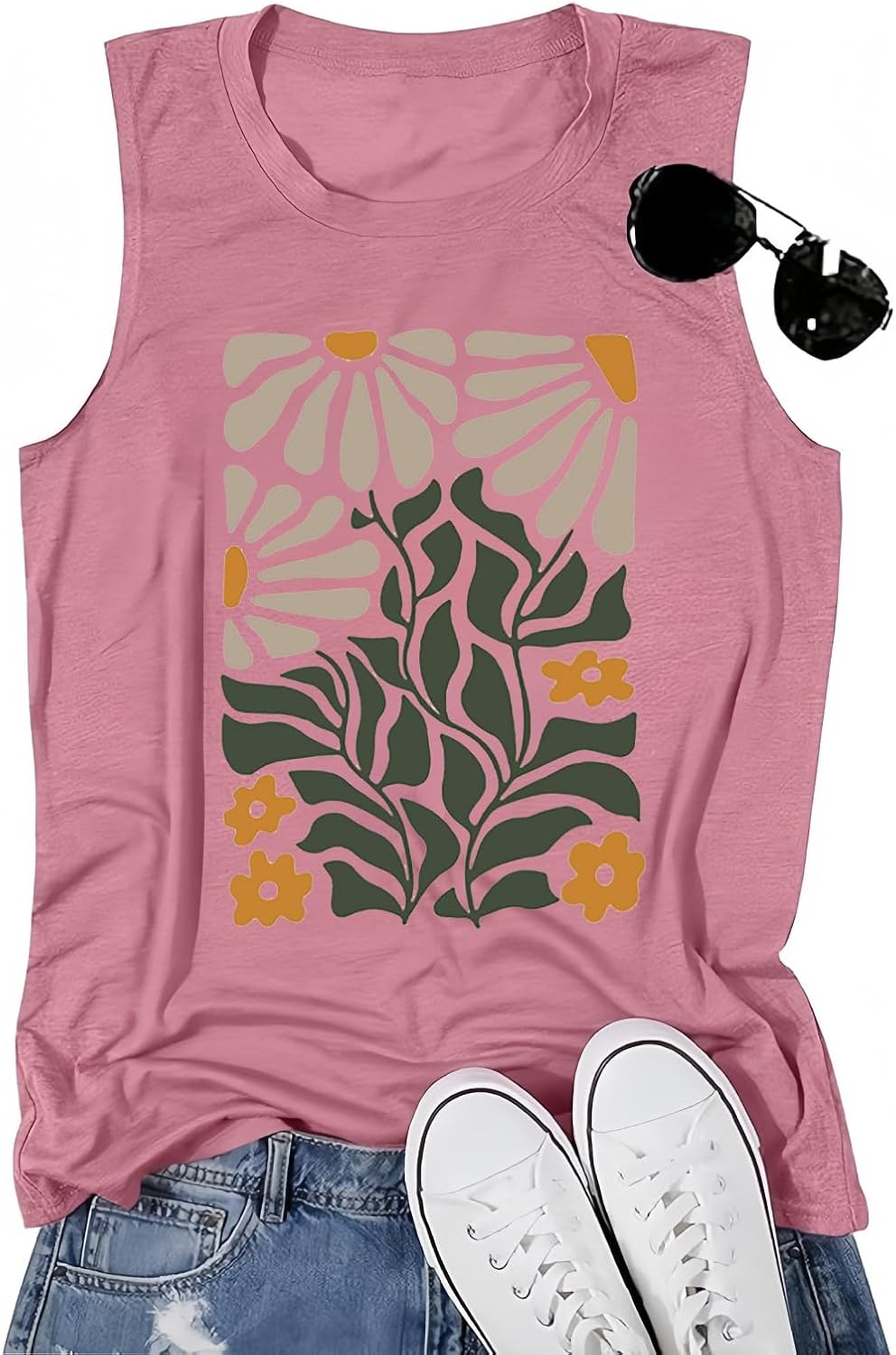 Graphic Tank Tops for Women Summer Casual Blouses Sleeveless Tops for Women Loose Fit Vacation Outfits Shirt