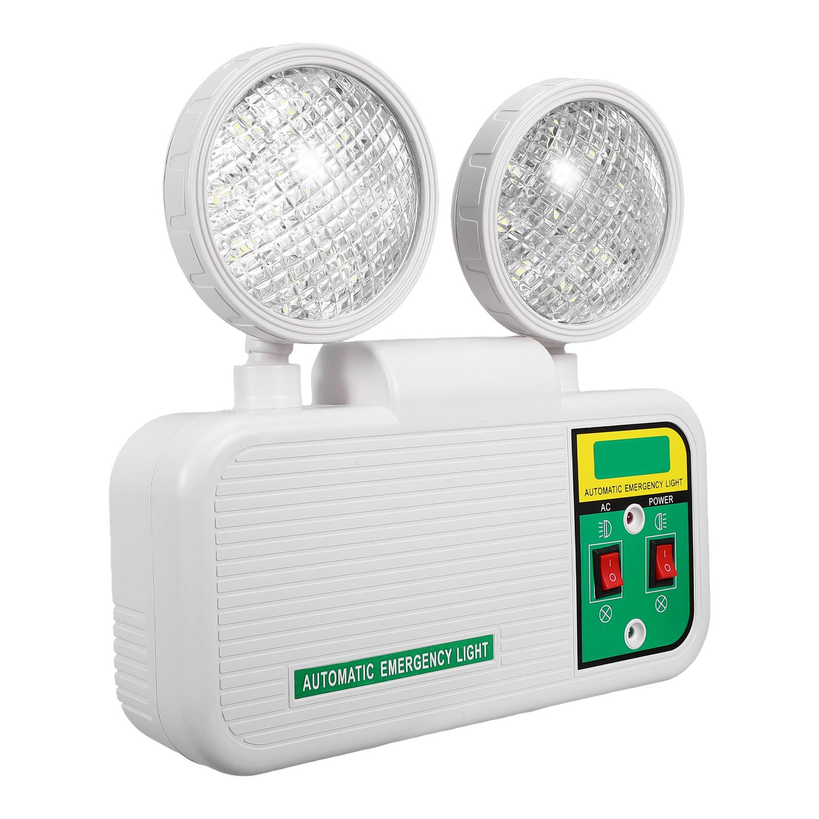 STOBAZA Lampada di Emergenza LED a Doppia Testa Bianca, Plastica | Testa Regolabile, Resistente Agli Urti, per Corridoi e Hall, Uso Business e Supermercati