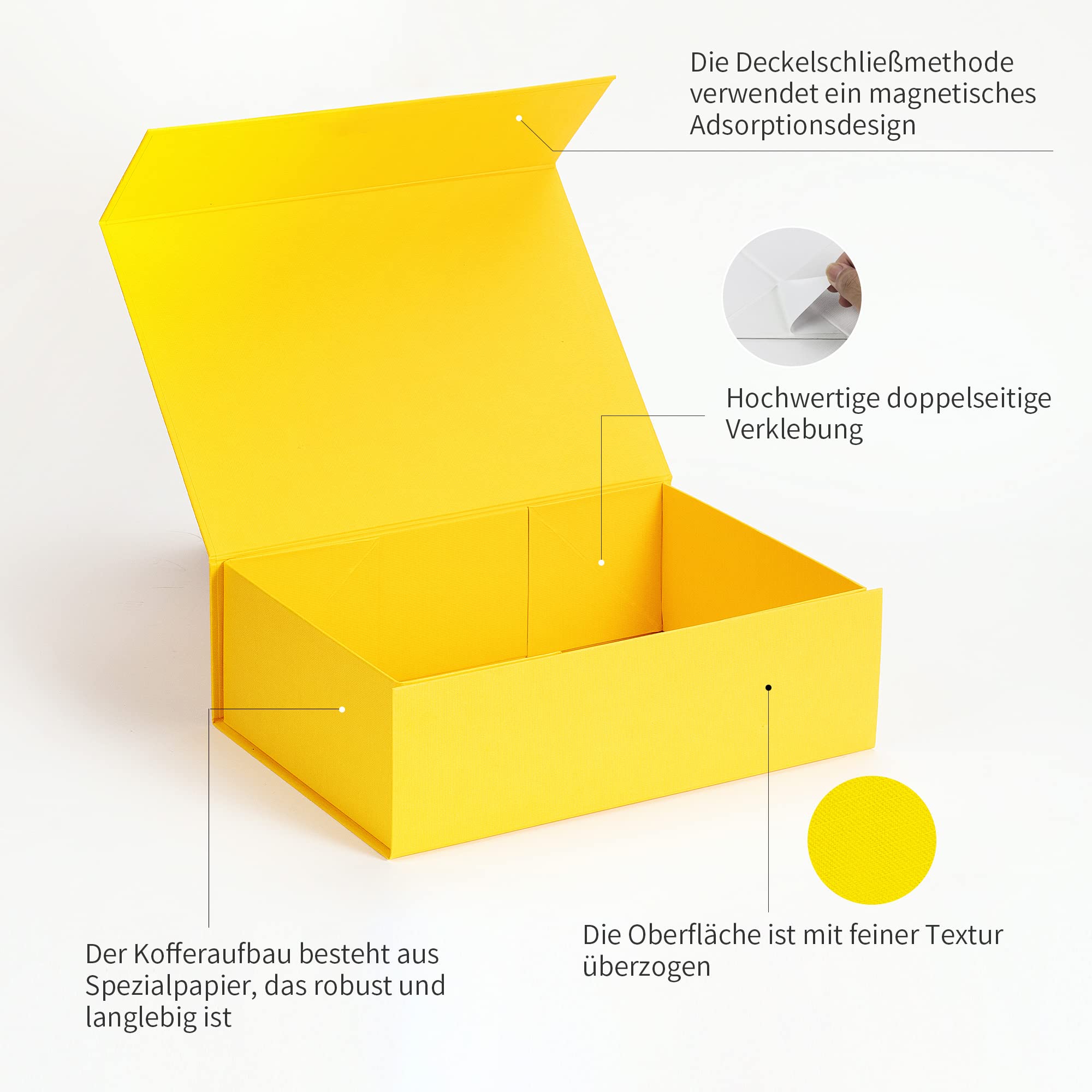 ADEL DREAM Faltende Geschenkbox für Kleidung - 10 Stück, Groß, Goldgelber