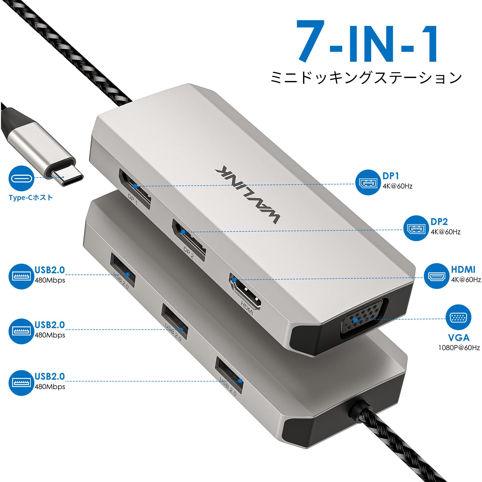 Amazon.co.jp: WAVLINK USB C Dock with 4k Display, 7 in 1 Laptop