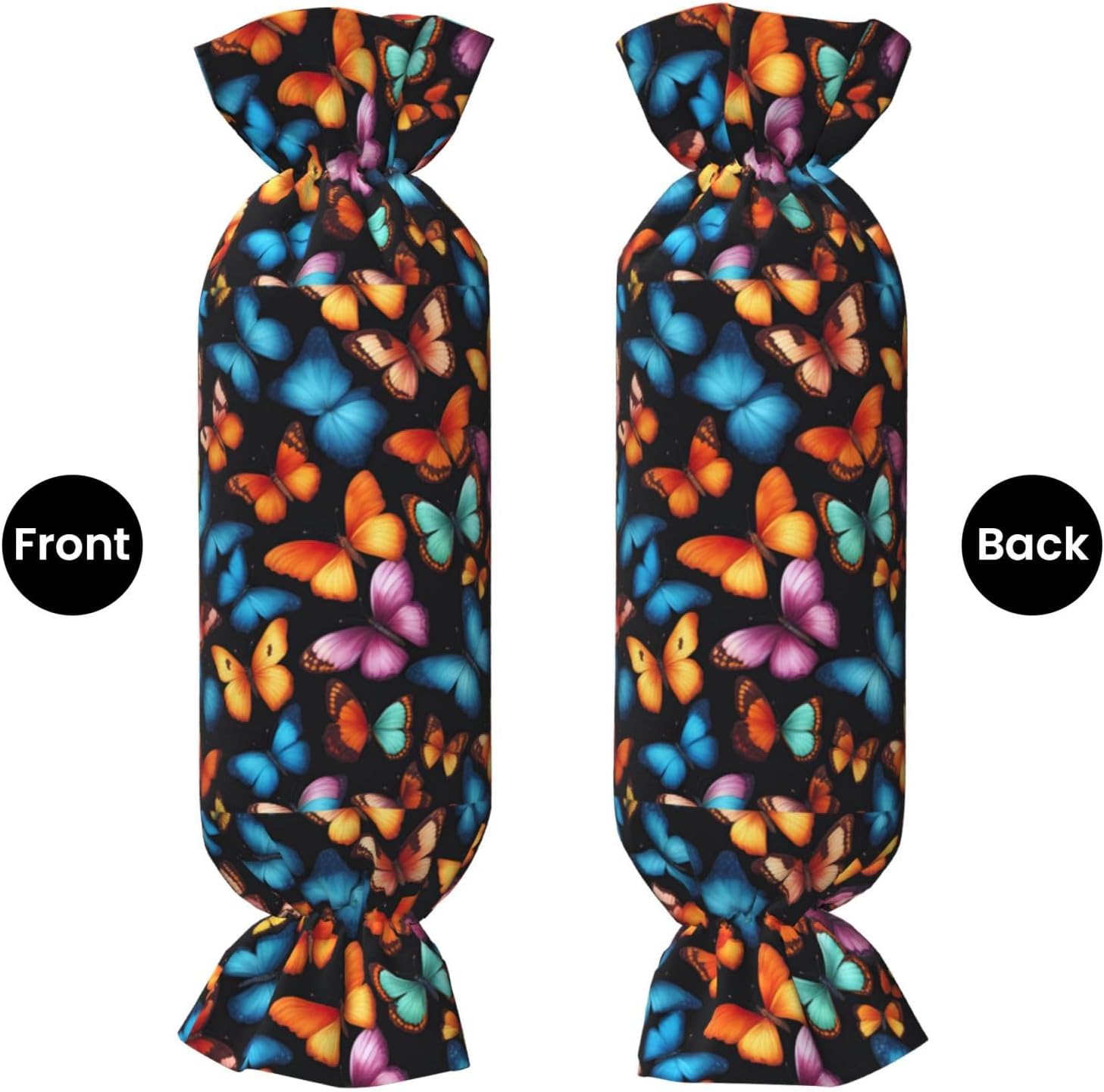 Colorful Butterfly Print Candy Cylindrical Eco-Friendly Pillow Soft Velvet Living Room Bedroom Travel Decor