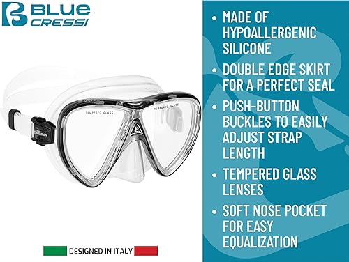Miniatura 7 de Cressi Adult Snorkel Set (Mask, Dry Snorkel, Adjustable Fins) - Light for Travel - Ocean Set Designed in Italy