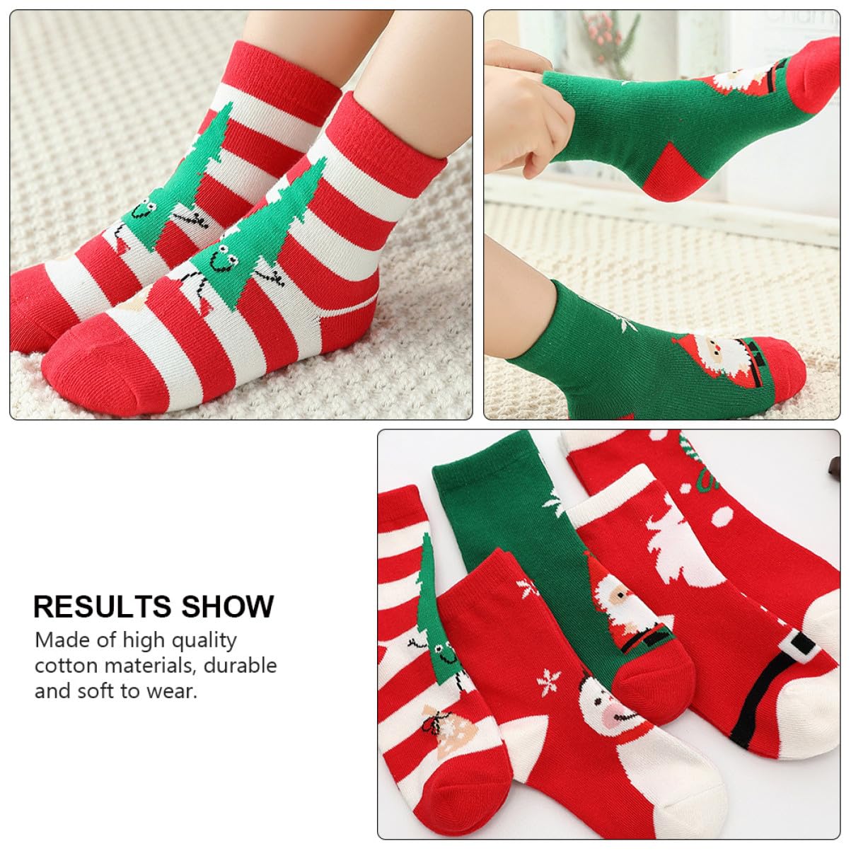 Garneck 5pares Medias de Navidad Calcetines de Algodón Cálidos para Medias Navideñas de Dibujos Animados de Navidad para Usar Fiestas