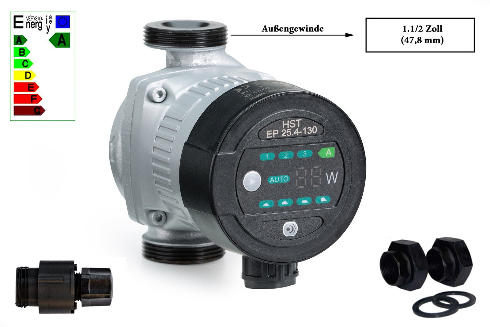 HST | Pompe de chauffage haute efficacité | Pompe de circulation | HST EP 25-40/130 mm | Hauteur de refoulement 4 mètres