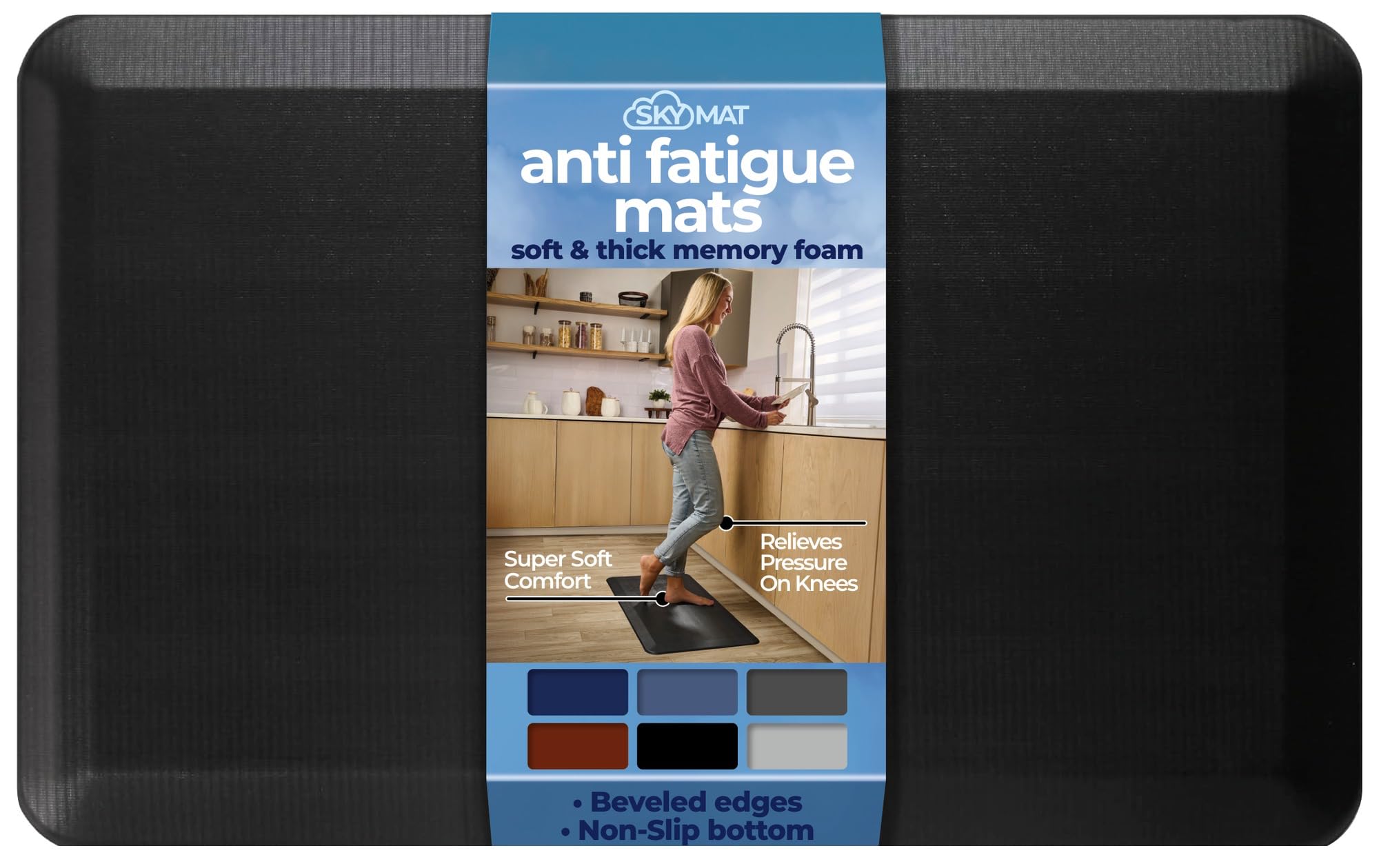 Photo 1 of ***STOCK PHOTO FOR REFERENCE ONLY*** Sky Solutions Anti Fatigue Mat - 3/4" Cushioned Kitchen Rug and Standing Desk Mat & Garage - Non Slip, Waterproof and Stain Resistant (20" x 32", Black)
