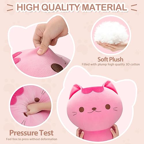 Miniatura 5 de Officygnet Juguete de peluche de gato, peluche de hongo rosa de 8 pulgadas, bonita almohada de peluche suave, juguetes de peluche de gato Kawaii
