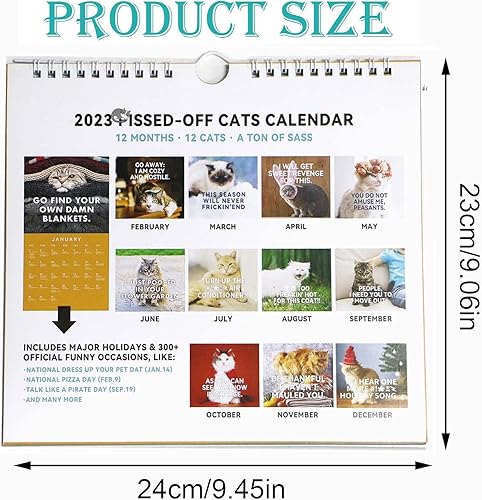 Miniatura 2 de Calendario de pared de gatos divertidos 2023 calendario de gatos encantados 906 x 945 pulgadas calendario de pared colgante planificador familiar y