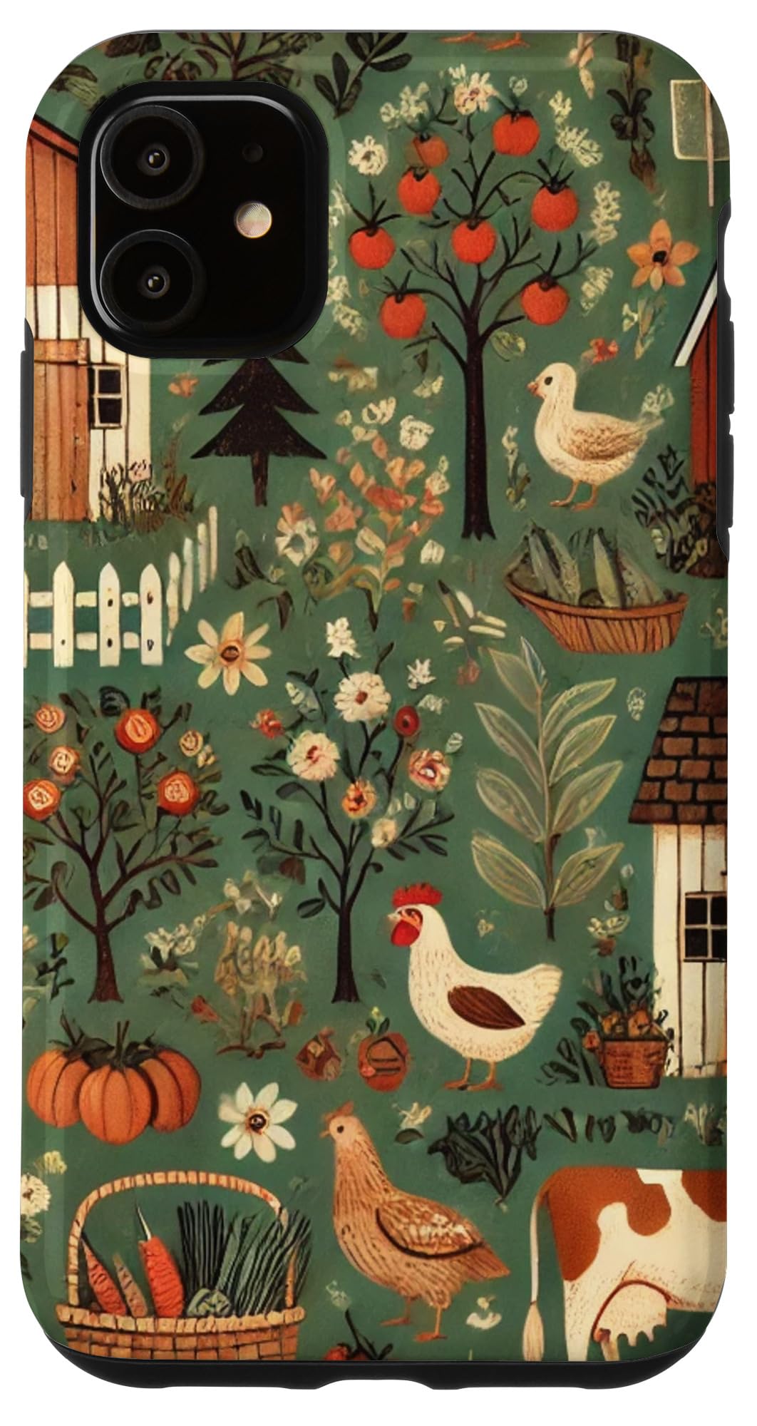 Farmhouse Homestead Farm Animals Chickens Cows & Garden Case for iPhone 11