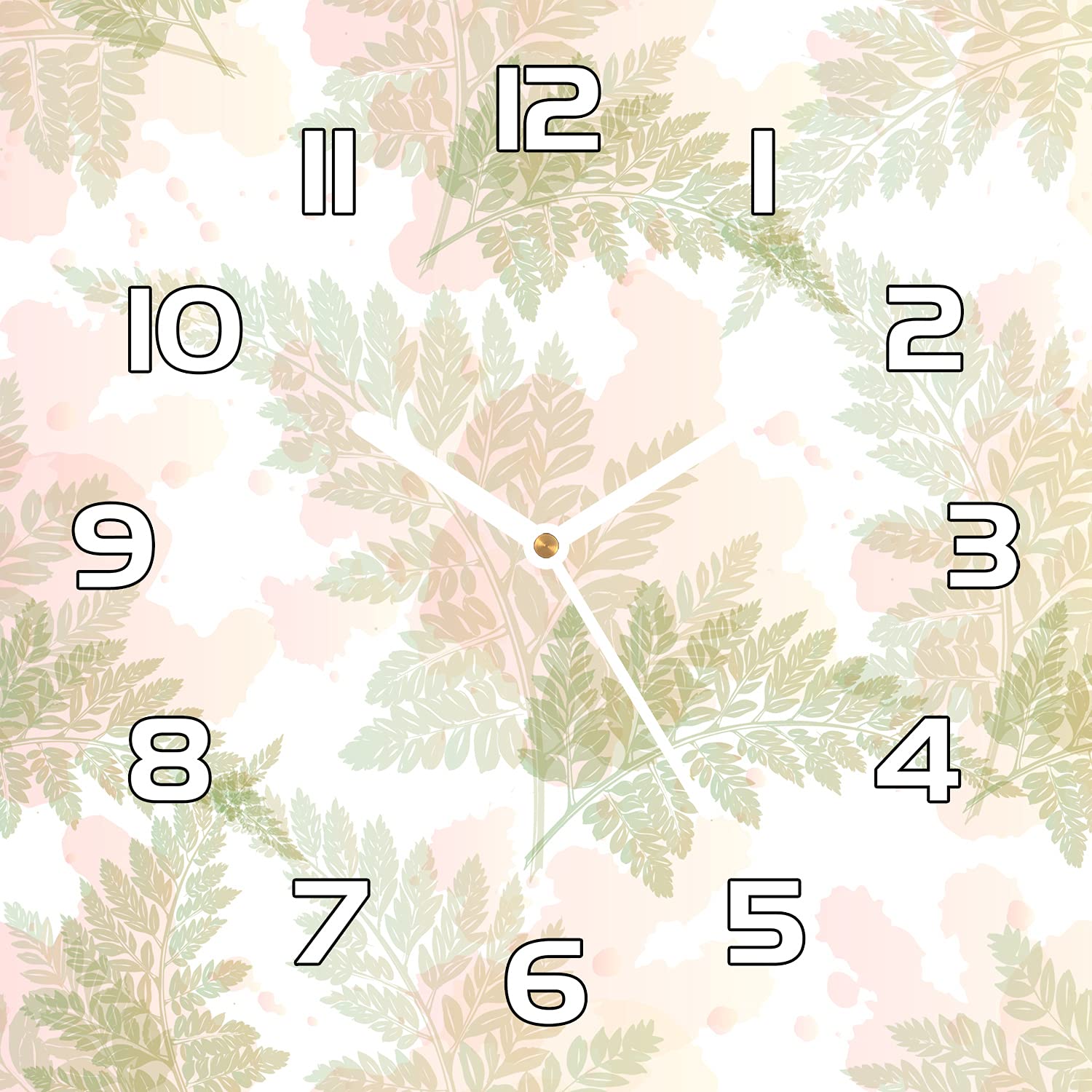 Horloge en verre 30x30 cm Coloray pendule murale moderne salon motif feuille