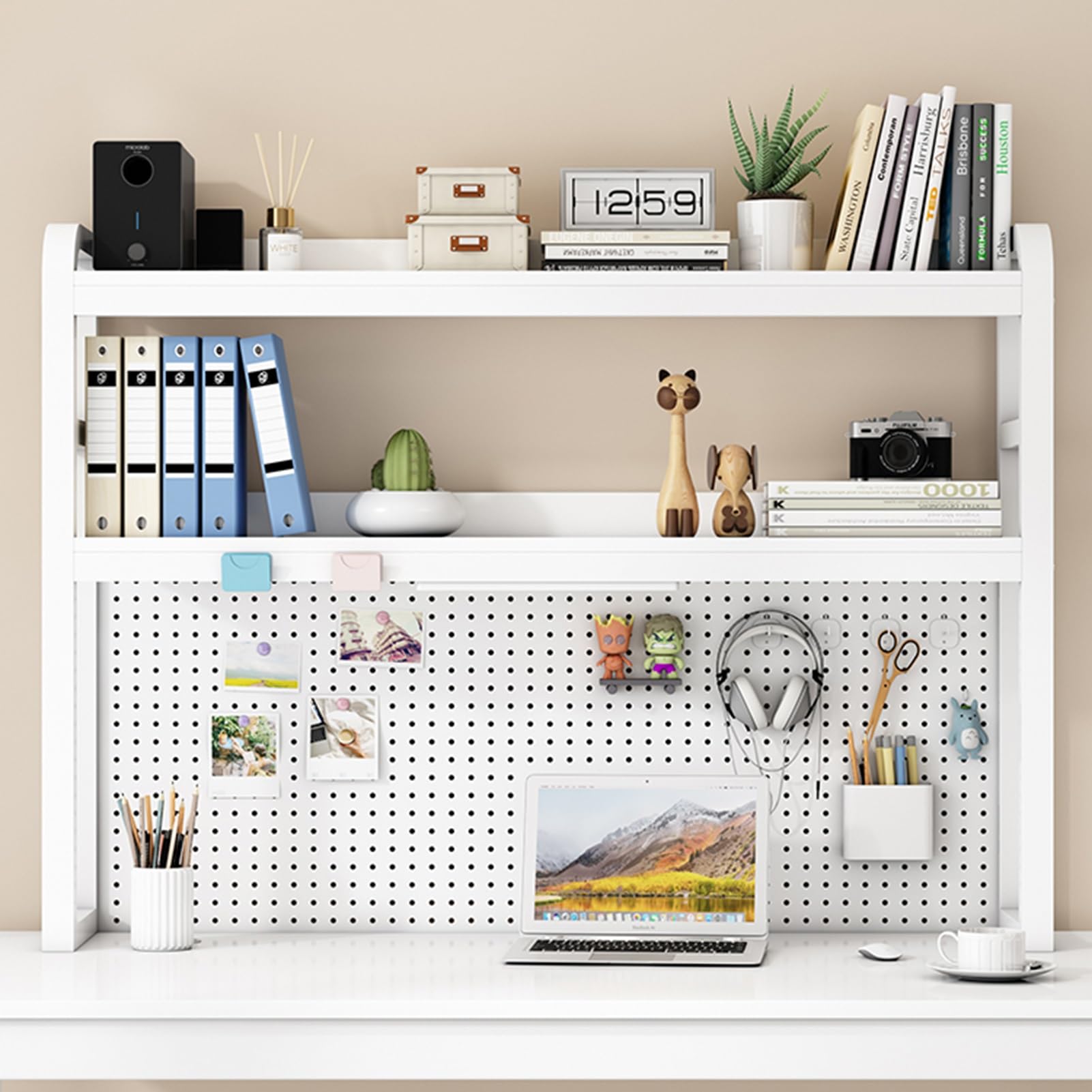 2 Couches DIY Étagère Livre Bureau Bibliothèque Organisateur De Bureau À Poser - Supports De Bureau D'étagère De Grille Multicouche, Présentoir De Stockage De Bureau Multifonctionnel(C,115X24X100)