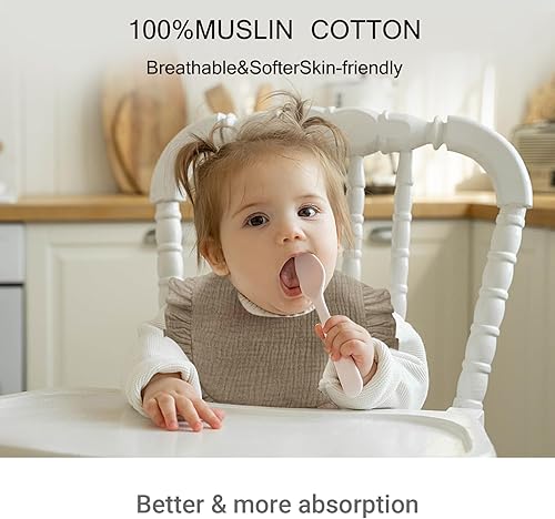 Miniatura 2 de Baberos de muselina para bebé, 6 baberos bandana para baba y dentición, algodón suave y absorbente para recién nacido