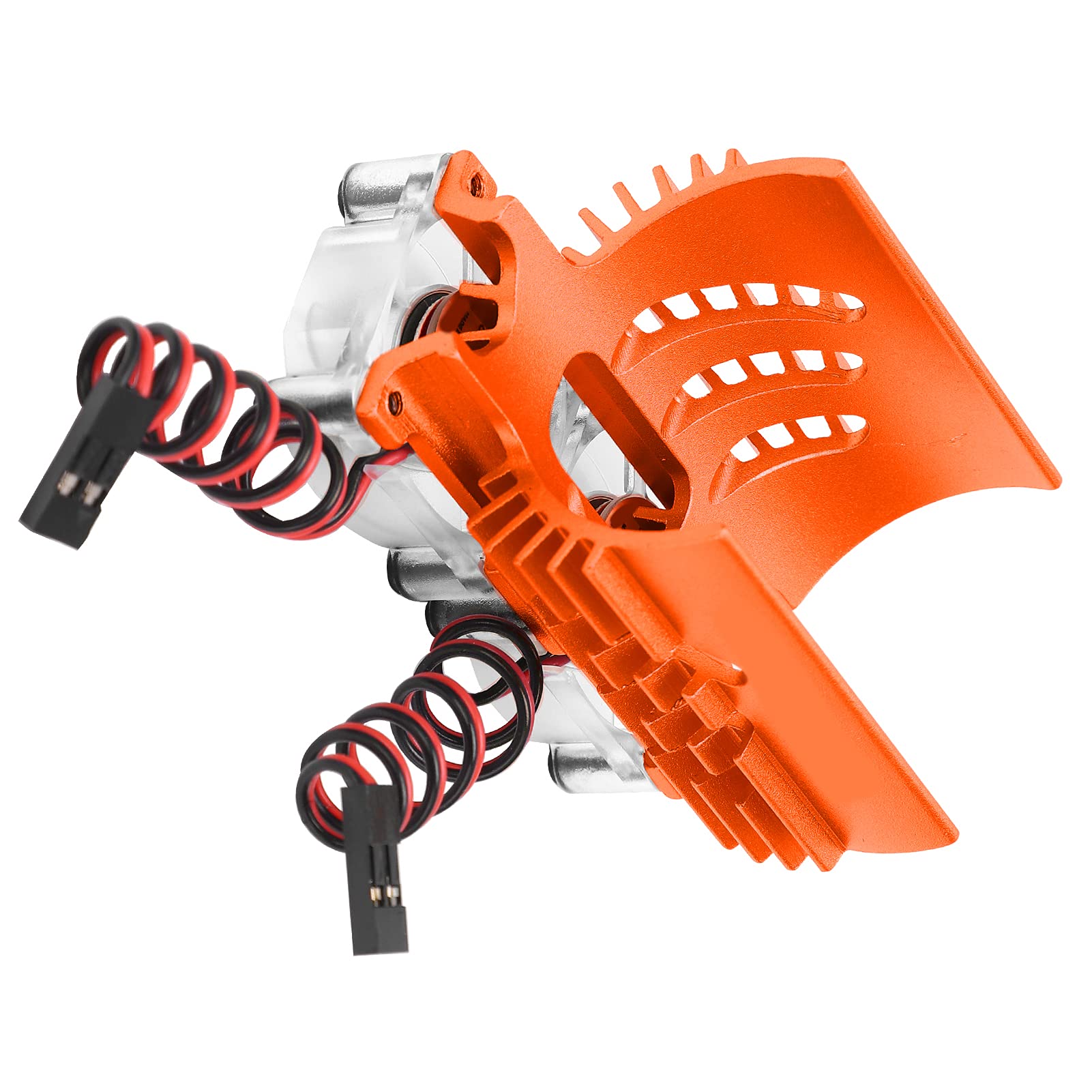 Dissipatore di calore per motore con doppia ventola, radiatore di raffreddamento per motore a doppia ventola, radiatore in alluminio da 40–42 mm con due ventole da 30 mm per auto (Arancia)