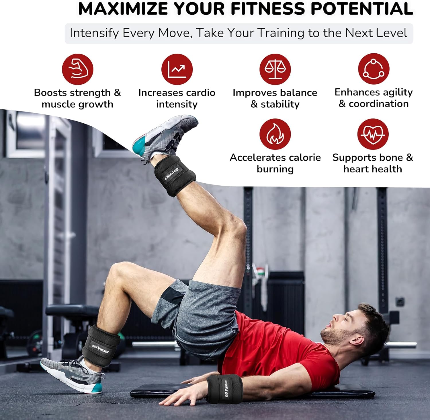 Ankle & Wrist Weights Sets for Women Men (2/4/6/10 lbs Pair), Adjustable Strap, Leg Weights Arm Weighted Wristbands for Yoga, Pilates, Running, Aerobics, Gym Fitness, Physical Therapy - Black