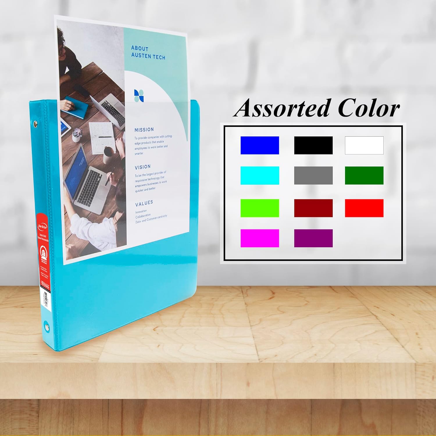 BAZIC Products 3 Ring Binder - Cyan, Economy View Binder with Clear Overlay Cover and Round Rings, Organizer for School Office Home Use, 1.5-inch Capacity Holds 250 Sheets Paper, 2-Pack