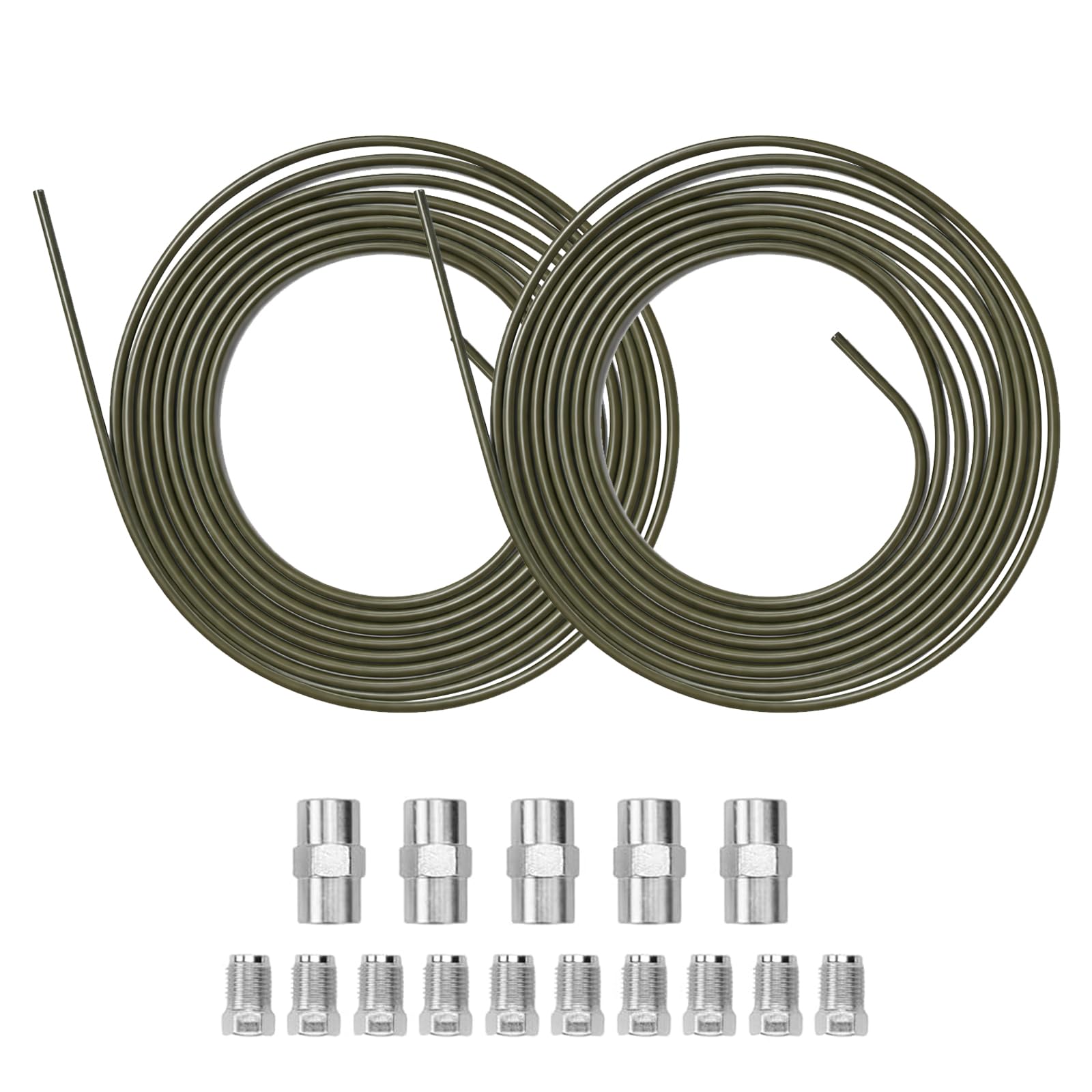 Kit Tubo Freno 10m Ø 4,75mm - Tubo Freno in Acciaio Ramato DIN 74 234 con 10 Raccordi e 5 Connettori M10x1 - Per Svasatura F, Anticorrosione e Alta Pressione per Ampia Gamma di Modelli Veicoli