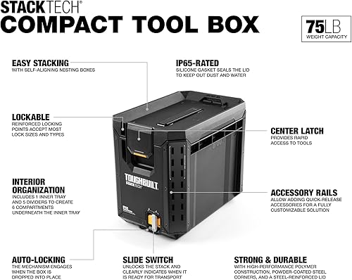 Miniatura 2 de ToughBuilt StackTech - Caja de herramientas compacta con cerradura y bandeja extraíble