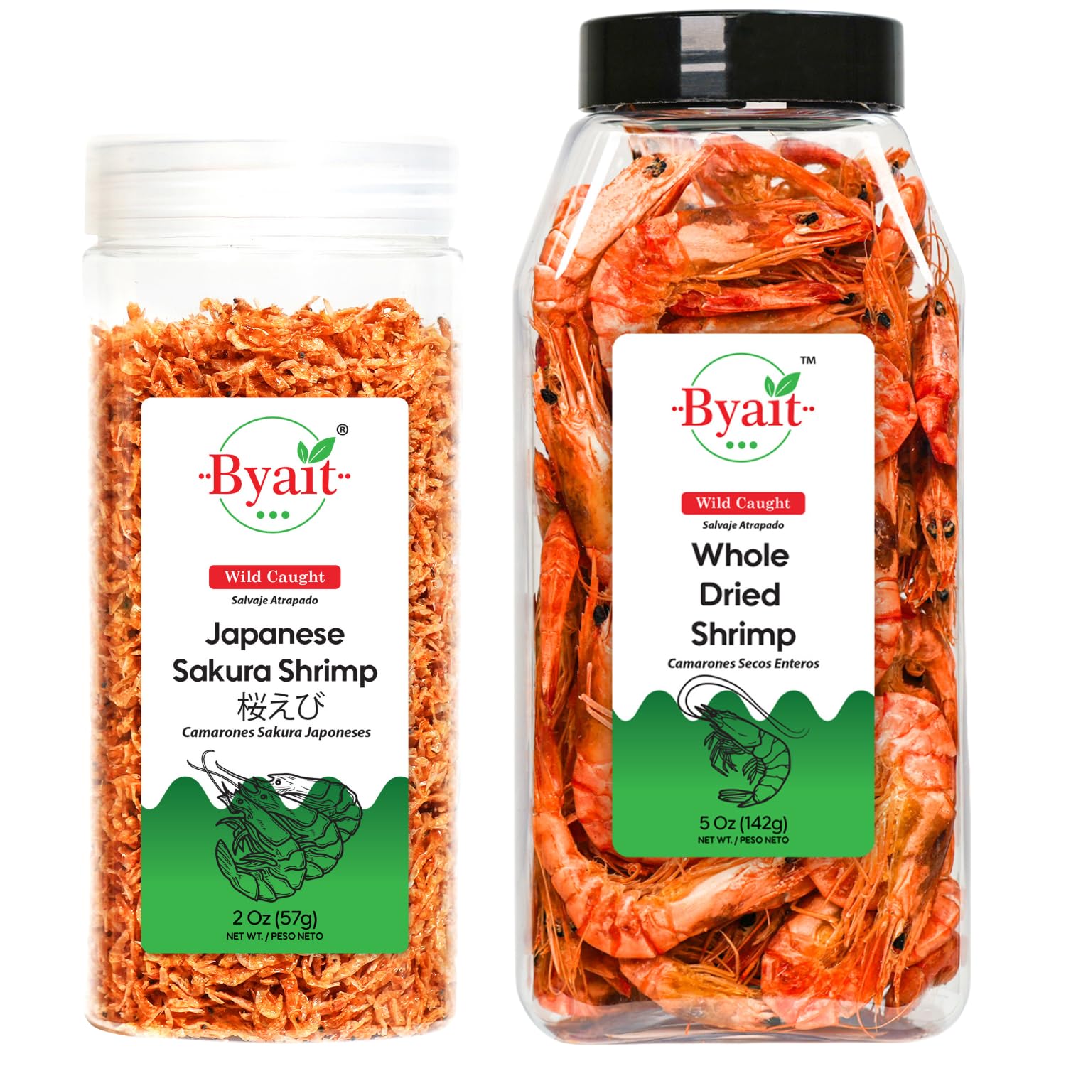 Byait Bundle – Dried Japanese Sakura Shrimp (2 oz) and Whole Dried Shrimp (5 oz)