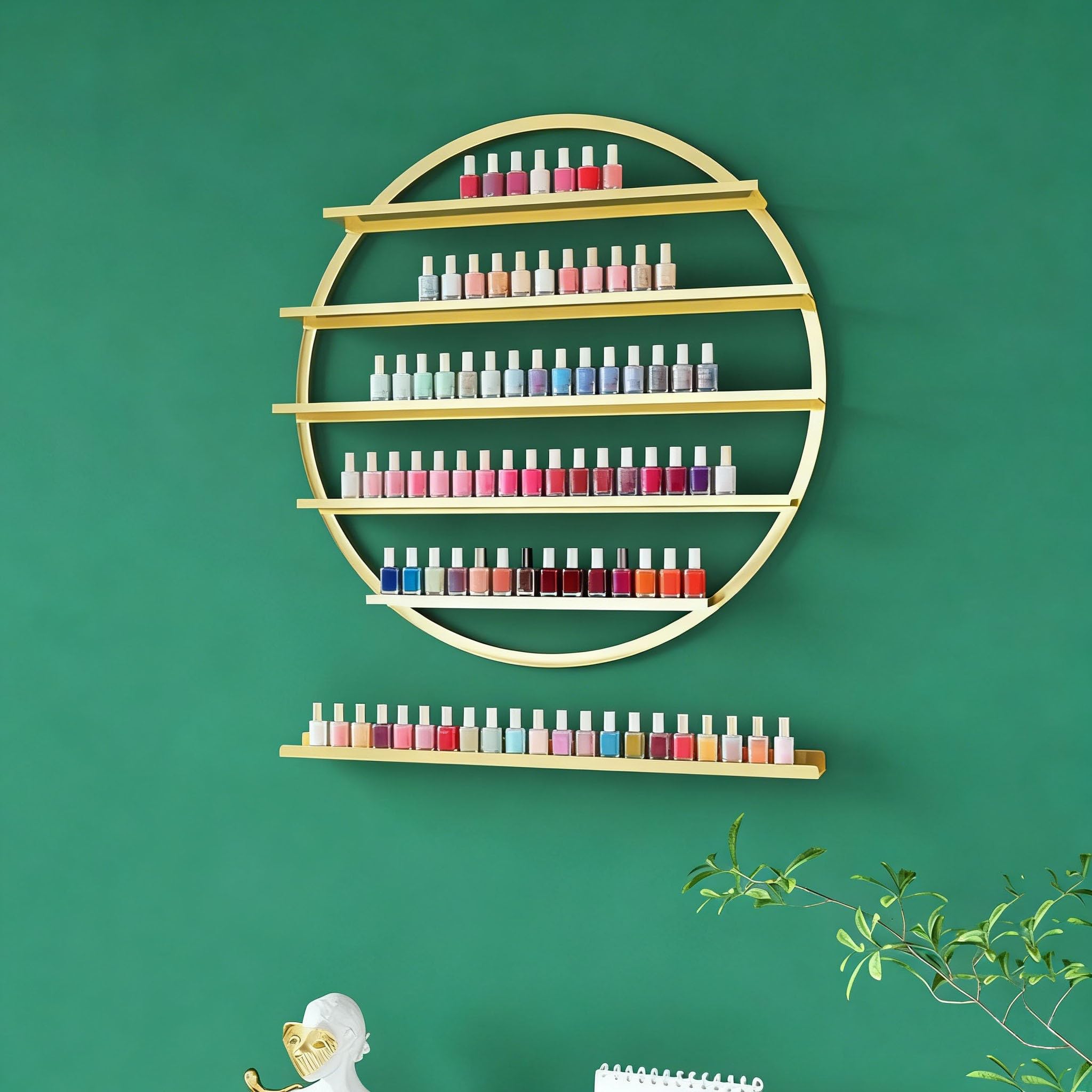 Scaffale A Parete in Metallo A 5 Ripiani, Versatile Organizer per Smalti, Oli Essenziali E Profumi, Ideale per La Casa, La Spa, Il Salone di Bellezza O Il Negozio,d'oro