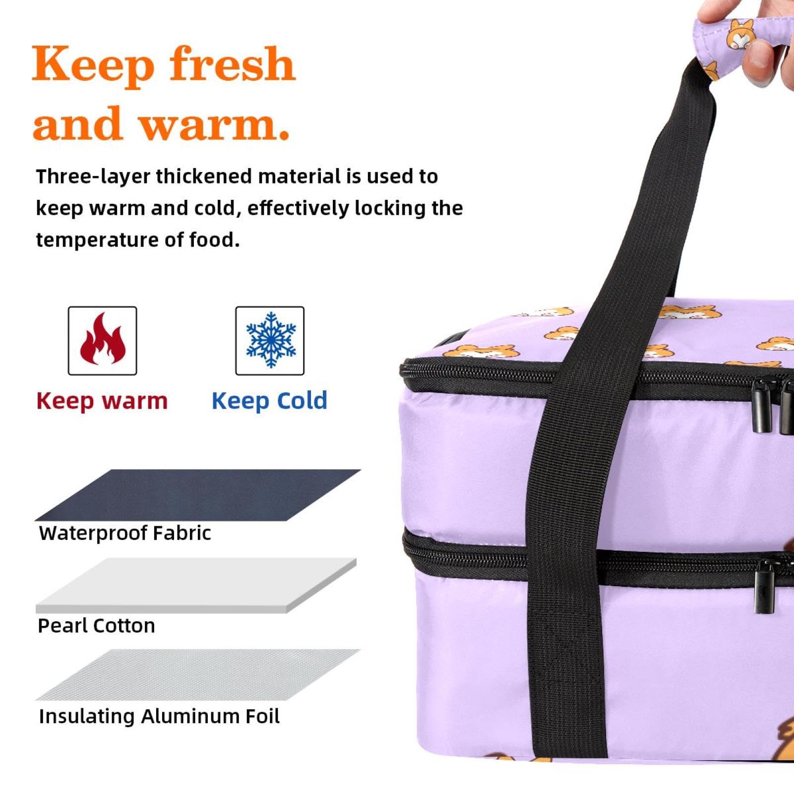 Grand sac à déjeuner isotherme pour homme et femme, double couche, étanche, étanche, réutilisable, sac fourre-tout pour le travail, l'école, le pique-nique, la plage, le camping, les voyages, motif