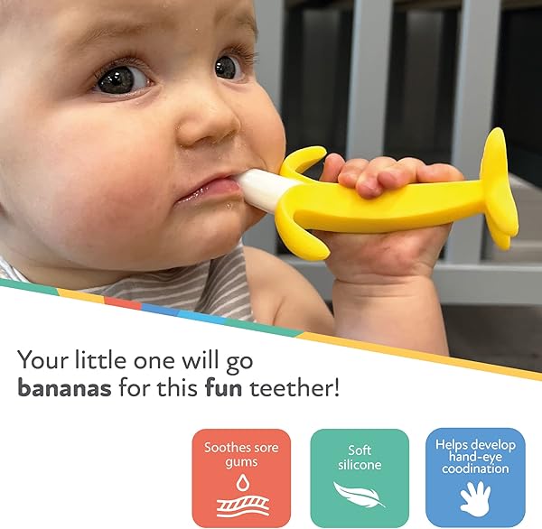 Nuby Banana Soothing Teether Easy Grip BPA-Free Suitable from 3 Months Plus, One Size - 2
