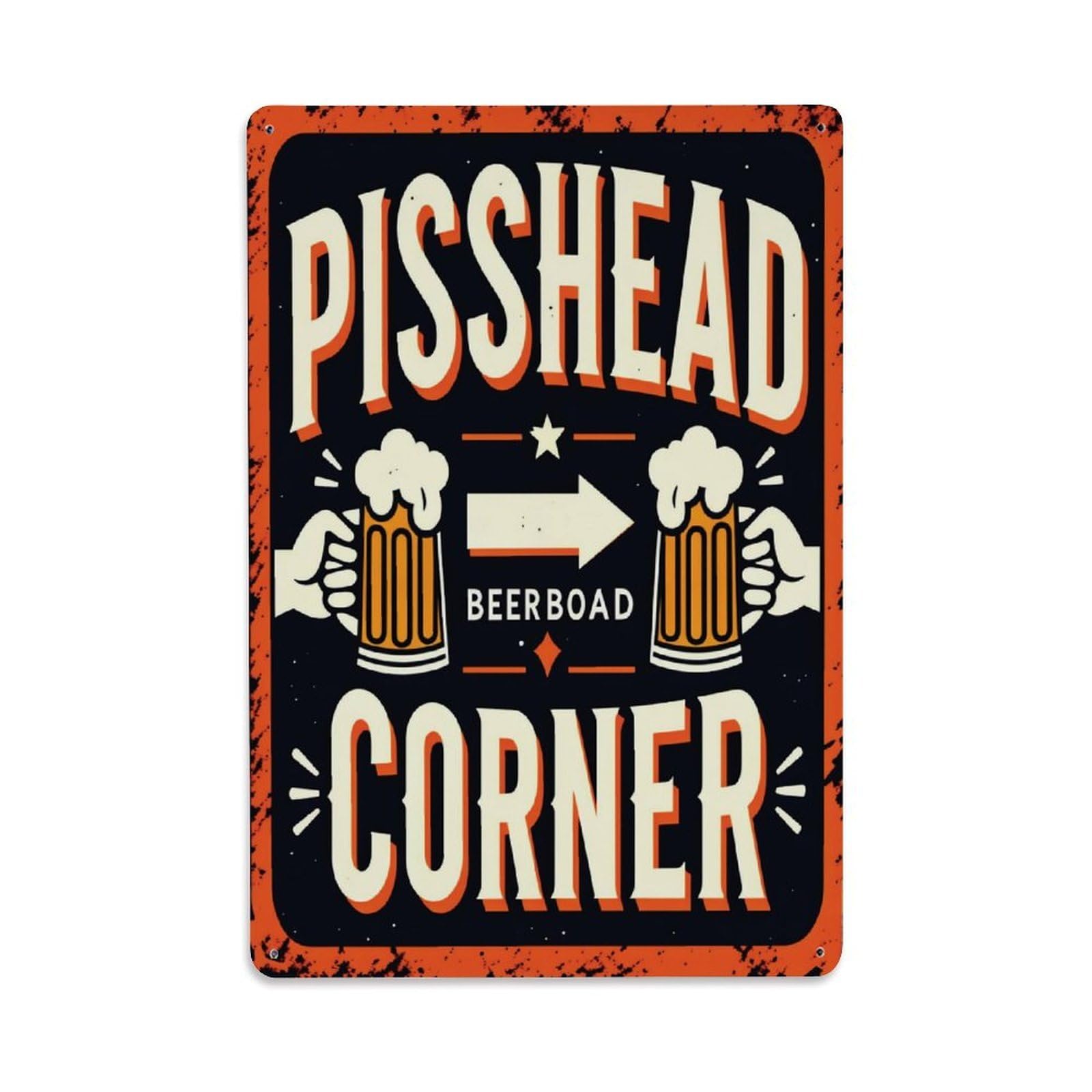 Pisshead Corner Retro Beer Bar Vintage Metal Sign Vintage Aluminium Metal Sign, Retro Wall Decor for Home, Bar, Garage & Farmhouse 30x20cm