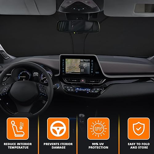 Miniatura 2 de D-Lumina Parasol para parabrisas delantero para to-yota CH-R 2018-2023, parasol plegable para ventana delantera para rayos UV y protección solar
