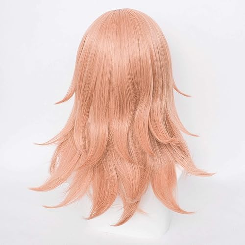 Miniatura 4 de Uniquebe - Peluca de cosplay naranja claro para mujeres y niñas, pelucas de anime Cos, pelo sintético largo y rizado con flequillo y gorra de peluca