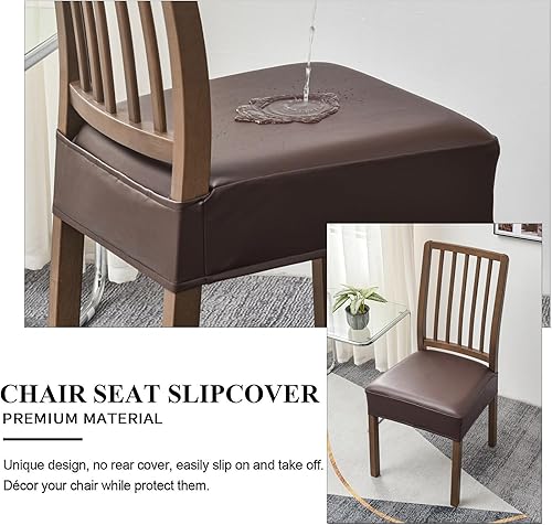 Miniatura 3 de Eco-Ancheng Funda para silla de comedor, fundas impermeables para sillas de comedor, 2 unidades, piel sintética, funda para silla de comedor, funda